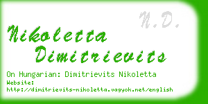 nikoletta dimitrievits business card